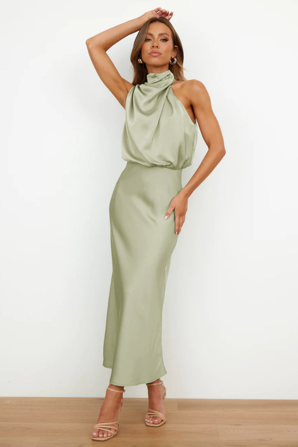Emma - Dame Elegant Halterneck Maxi Kjole