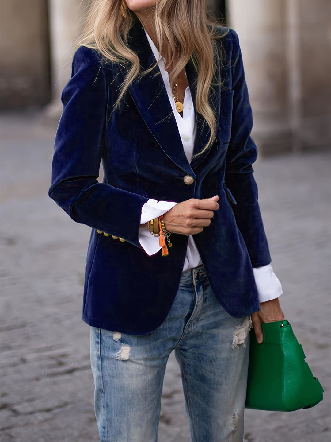 Sigrid - Dame Elegant Retro Enkeltknaps Blazer