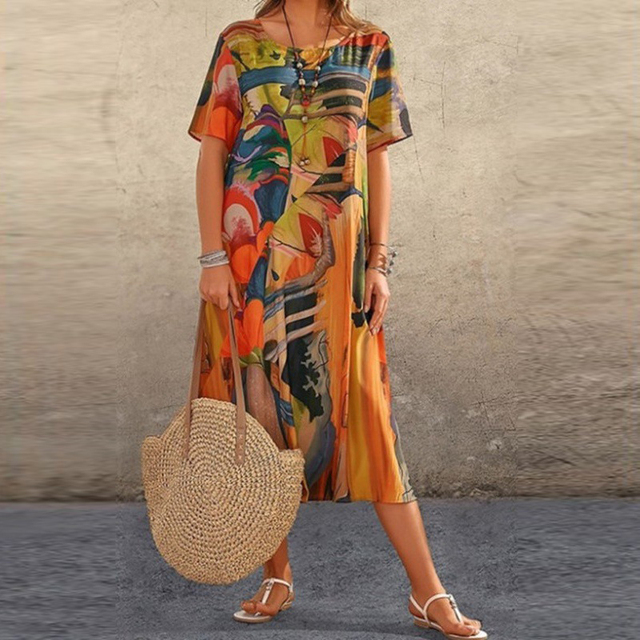 Sigrid - Dame Elegant Sommer Flowy Kjole