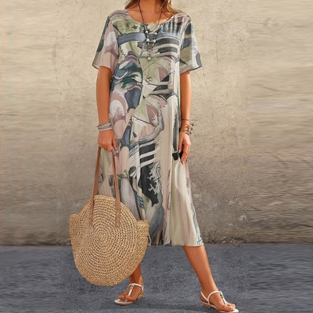 Sigrid - Dame Elegant Sommer Flowy Kjole