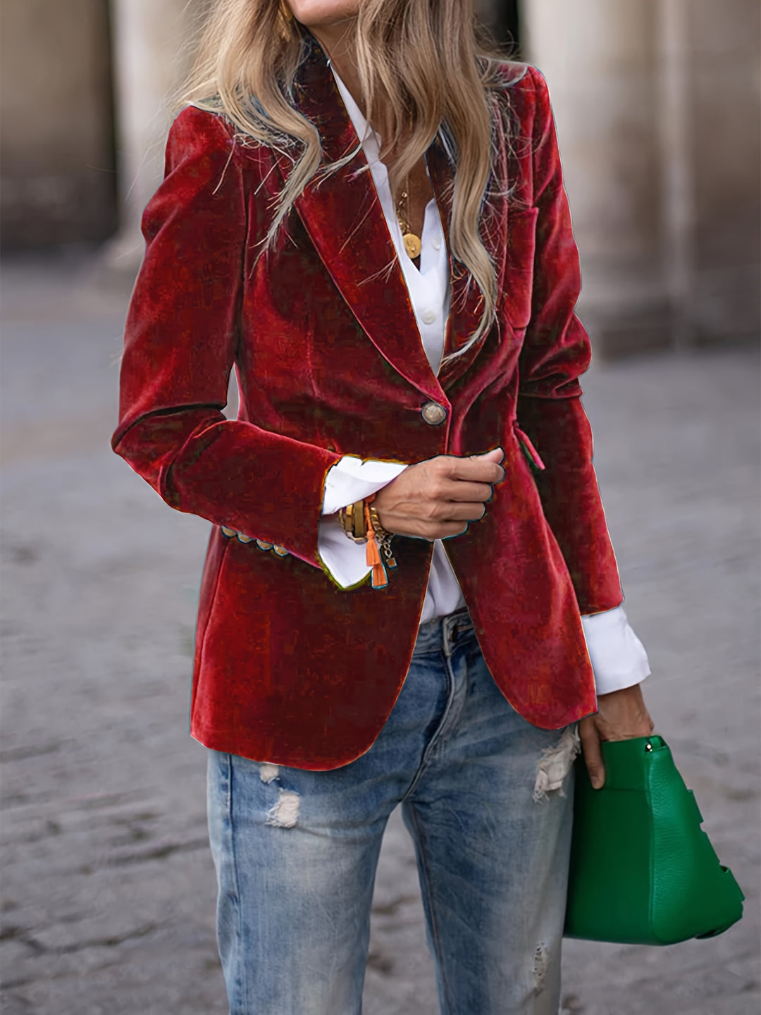 Sigrid - Dame Elegant Retro Enkeltknaps Blazer