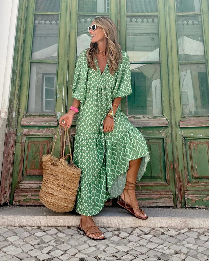 Mari - Dame Boheme Flydende Maxi Kjole