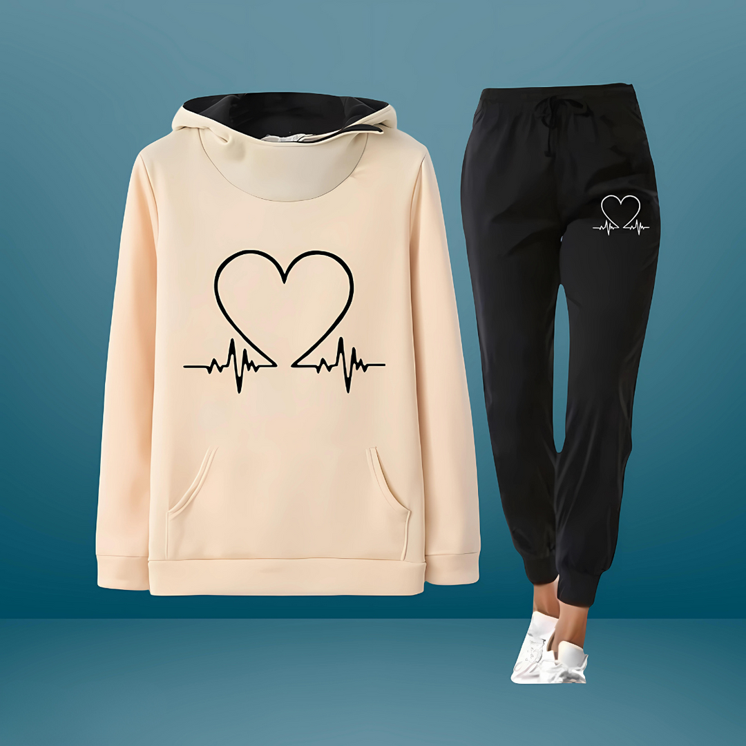 Lovefit - Dame Blødt Hjerteprint Sportssæt