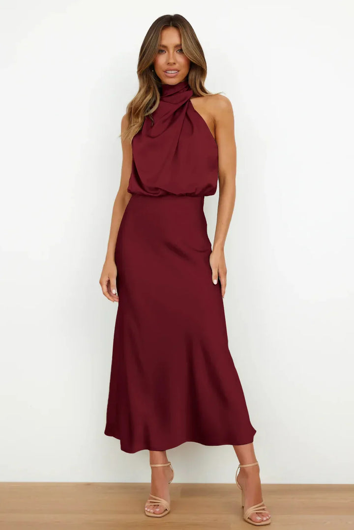 Emma - Dame Elegant Halterneck Maxi Kjole