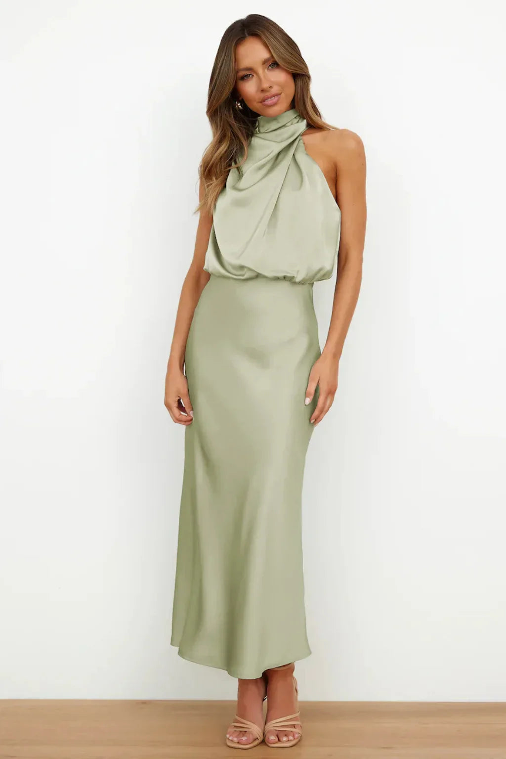 Emma - Dame Elegant Halterneck Maxi Kjole