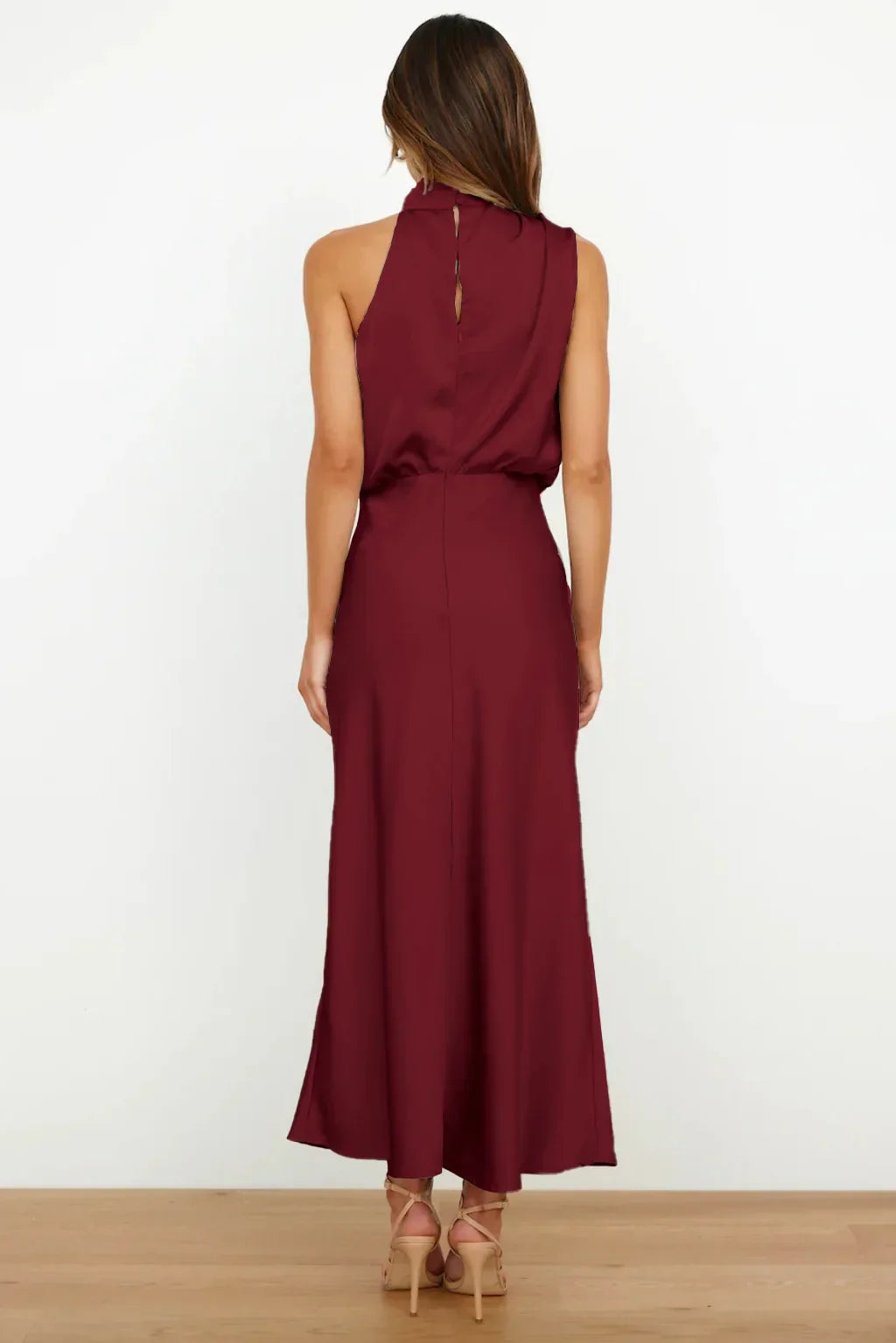 Emma - Dame Elegant Halterneck Maxi Kjole