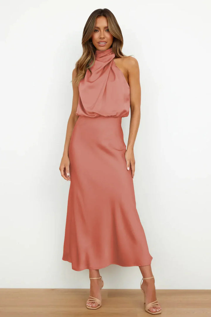Emma - Dame Elegant Halterneck Maxi Kjole