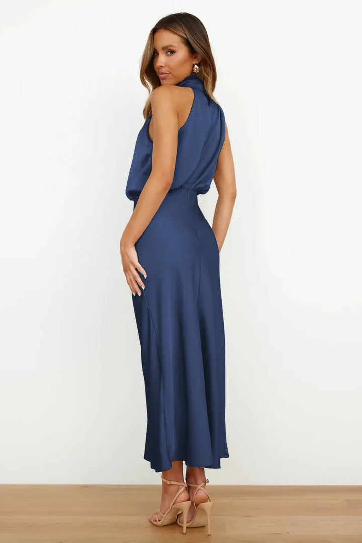 Emma - Dame Elegant Halterneck Maxi Kjole
