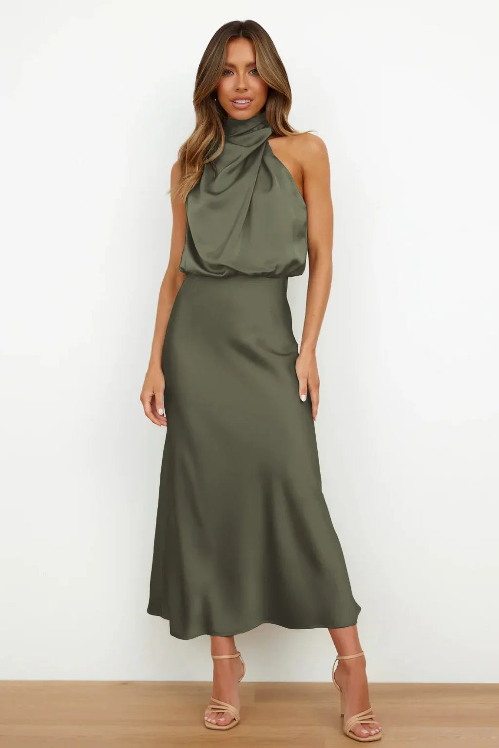 Emma - Dame Elegant Halterneck Maxi Kjole