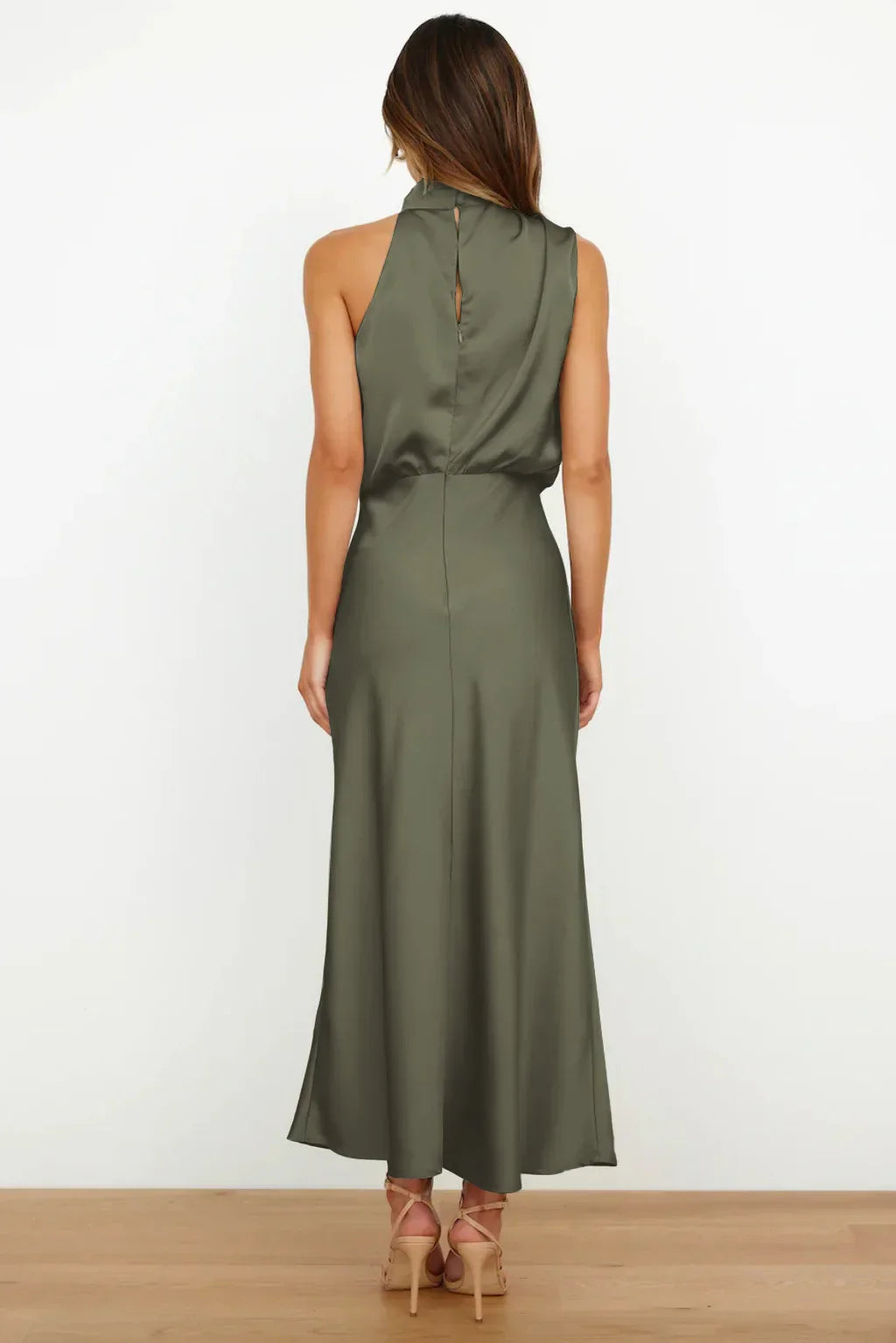 Emma - Dame Elegant Halterneck Maxi Kjole