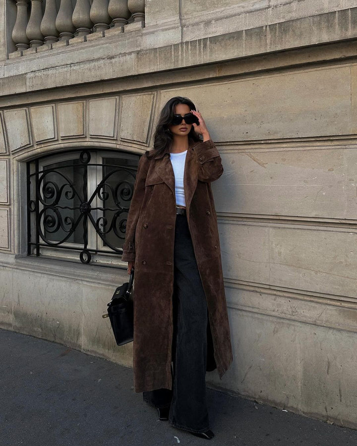 Amelia - Dame Elegant Dobbeltknappet Trenchcoat