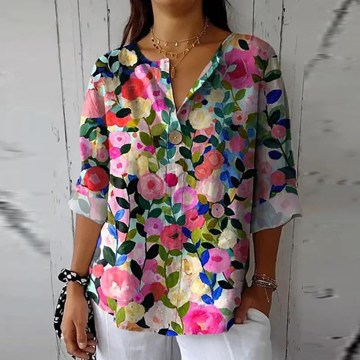 Karla - Dame Afslappet Blomstrende Bluse