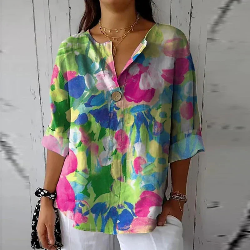 Karla - Dame Afslappet Blomstrende Bluse