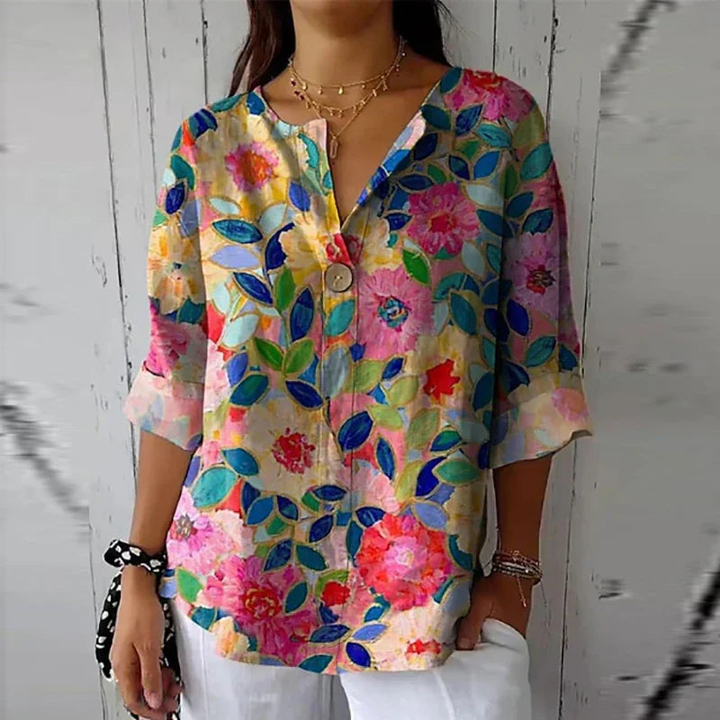 Karla - Dame Afslappet Blomstrende Bluse