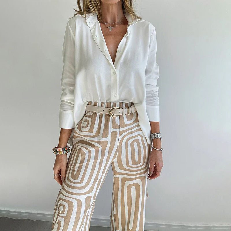 Suze - Dame Elegant Mønstret Sæt