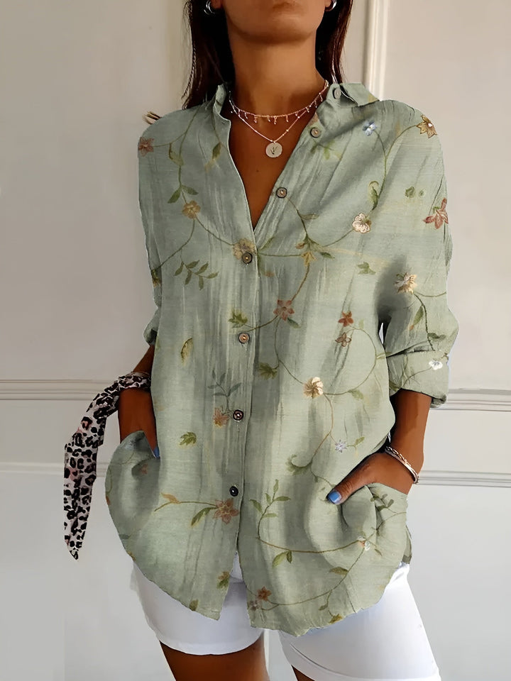 Marianne - Dame Elegant Flydende Blomster Bluse